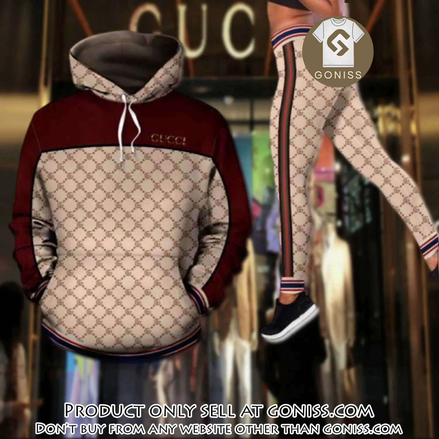 Gucci red hoodie legging set luxury for women gn0041683